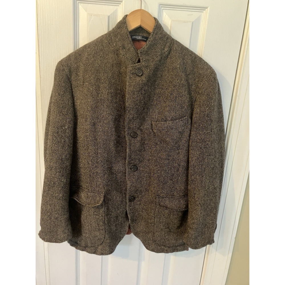 Polo by Ralph Lauren Brown Tweed Herringbone Wool Blazer / Sport Coat Womens M